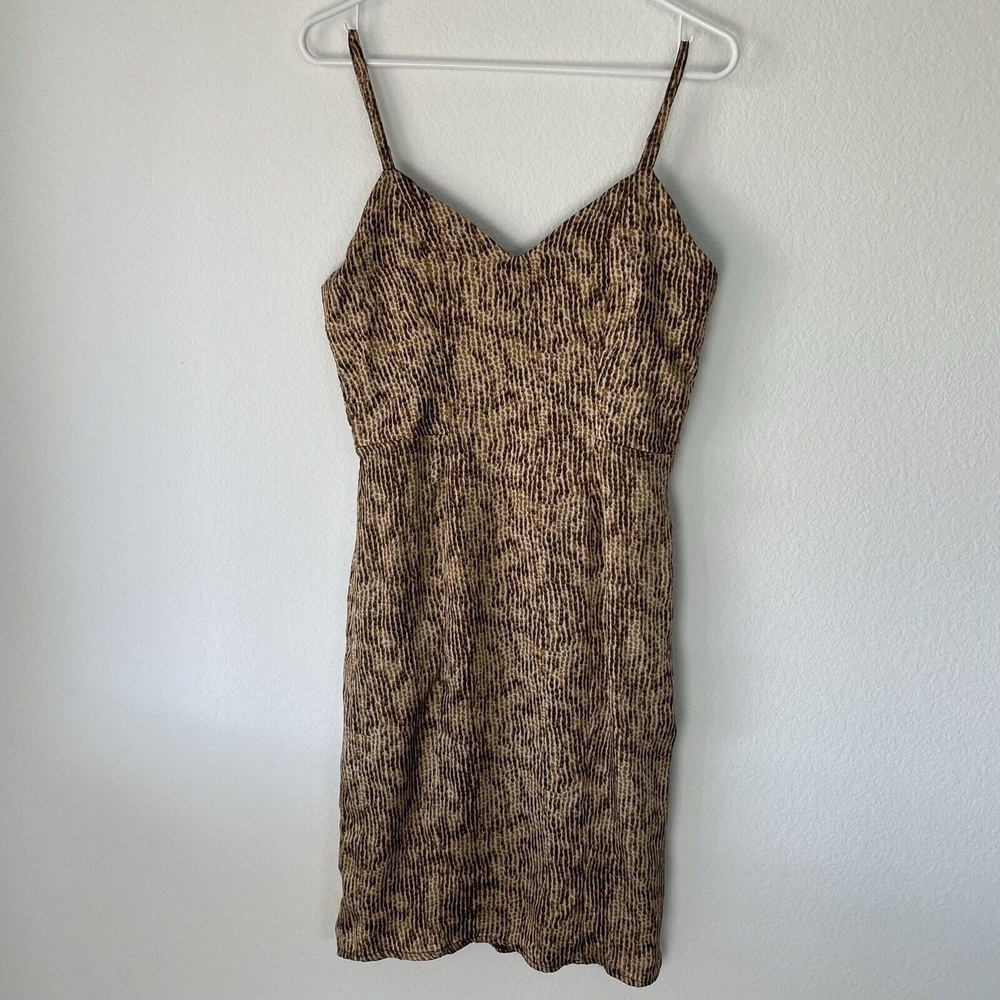 victoria king Bodycon Dress Spaghetti Strap Brown Animal Print Size 8​​​​​​